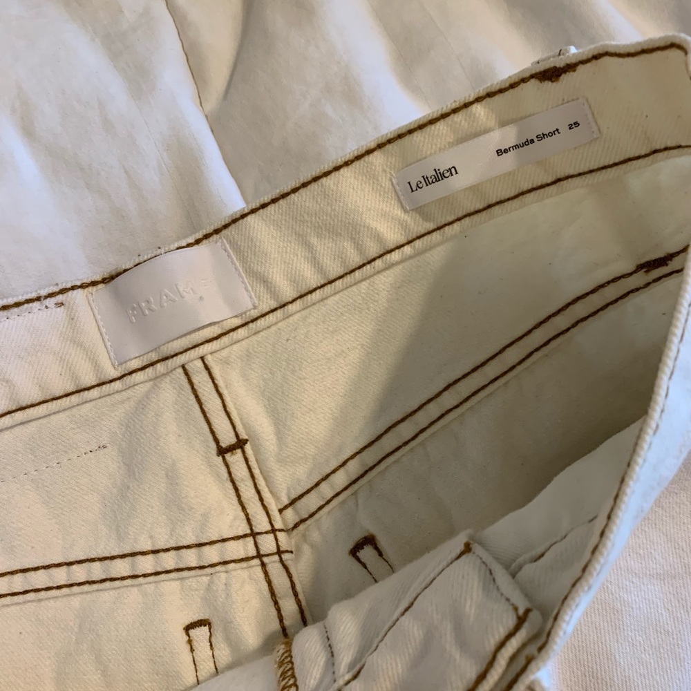 Frame Le Italien Bermuda Long Shorts Cream Off White Size 25 New - Picture 7 of 7